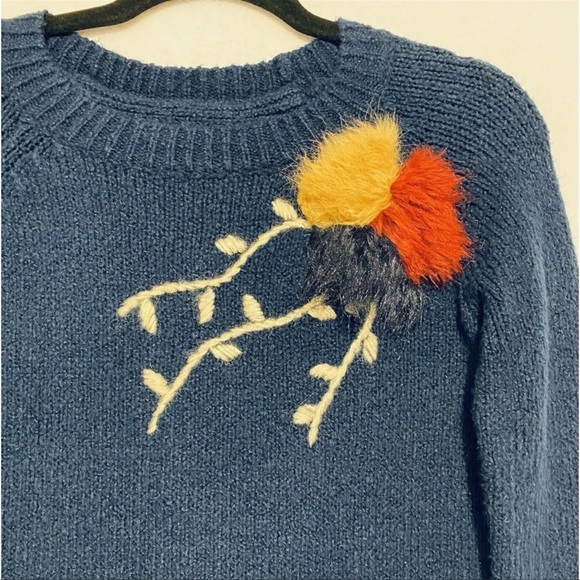 Anthropologie Field Flower Sweater Womens Small Blue Evie Pullover Long Sleeves - Picture 4 of 10